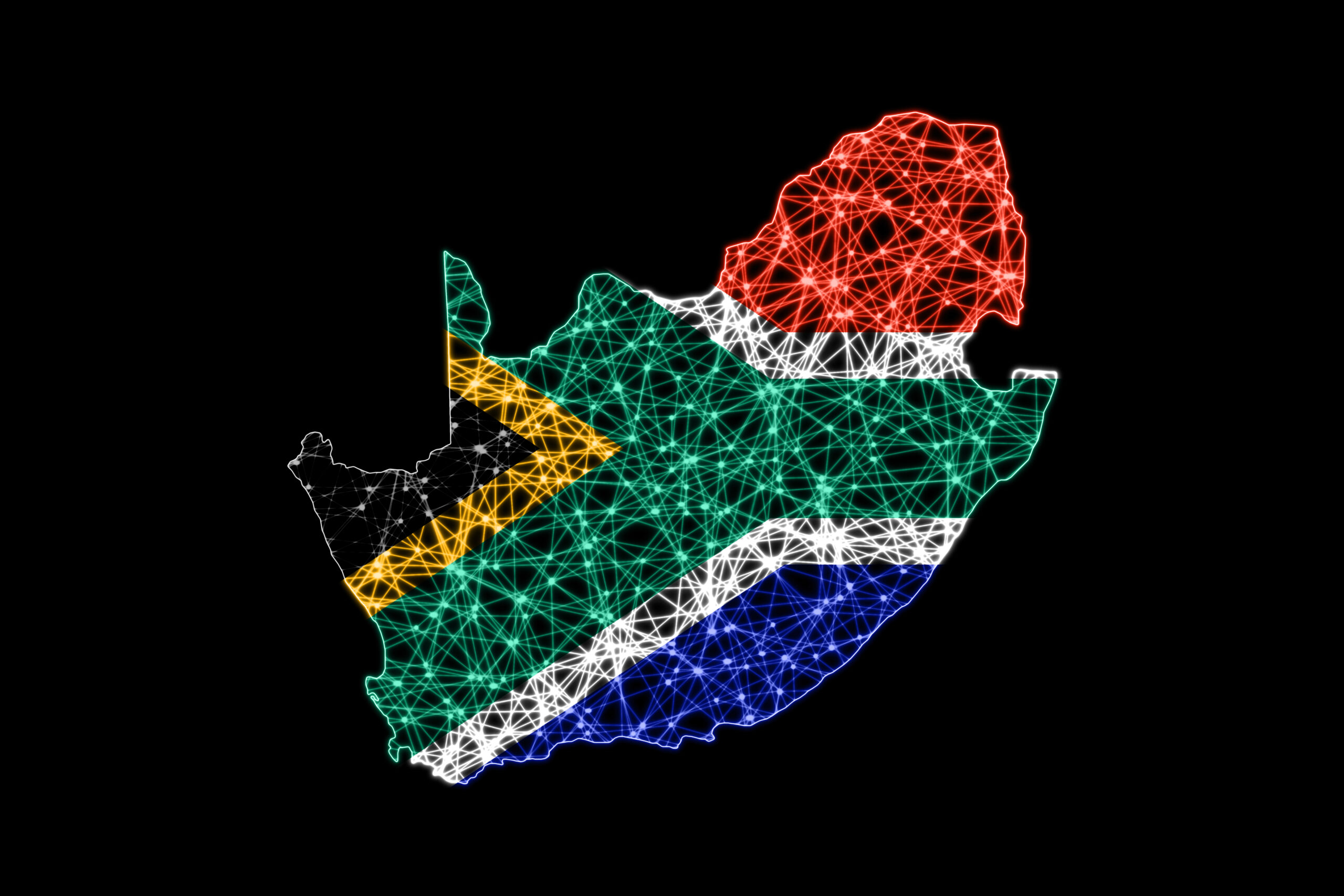 map of south africa, polygonal mesh line map